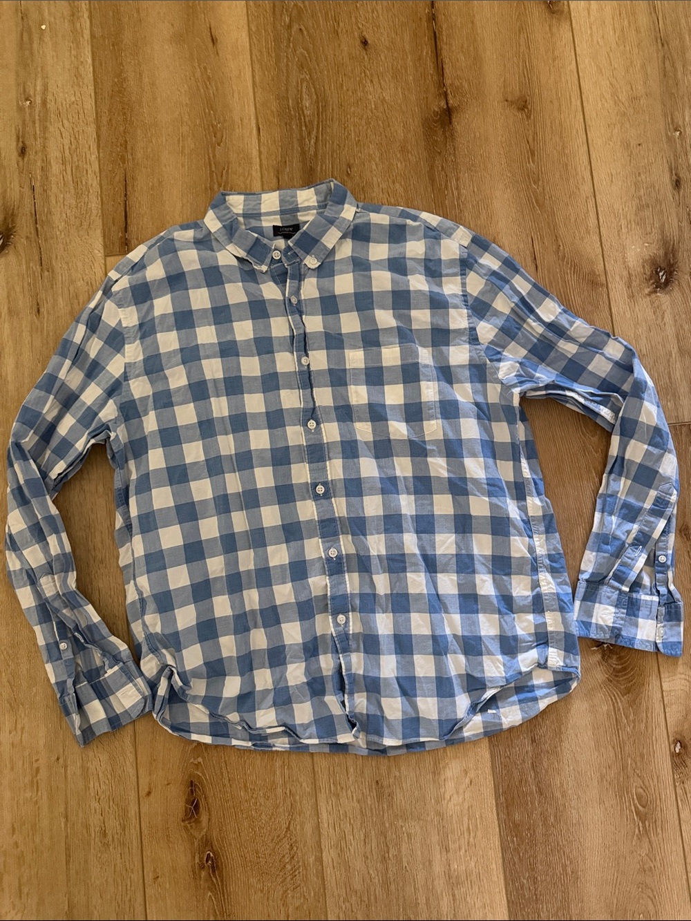 J. Crew Factory | Blue and White Gingham Button-Down Shirt | size XXL